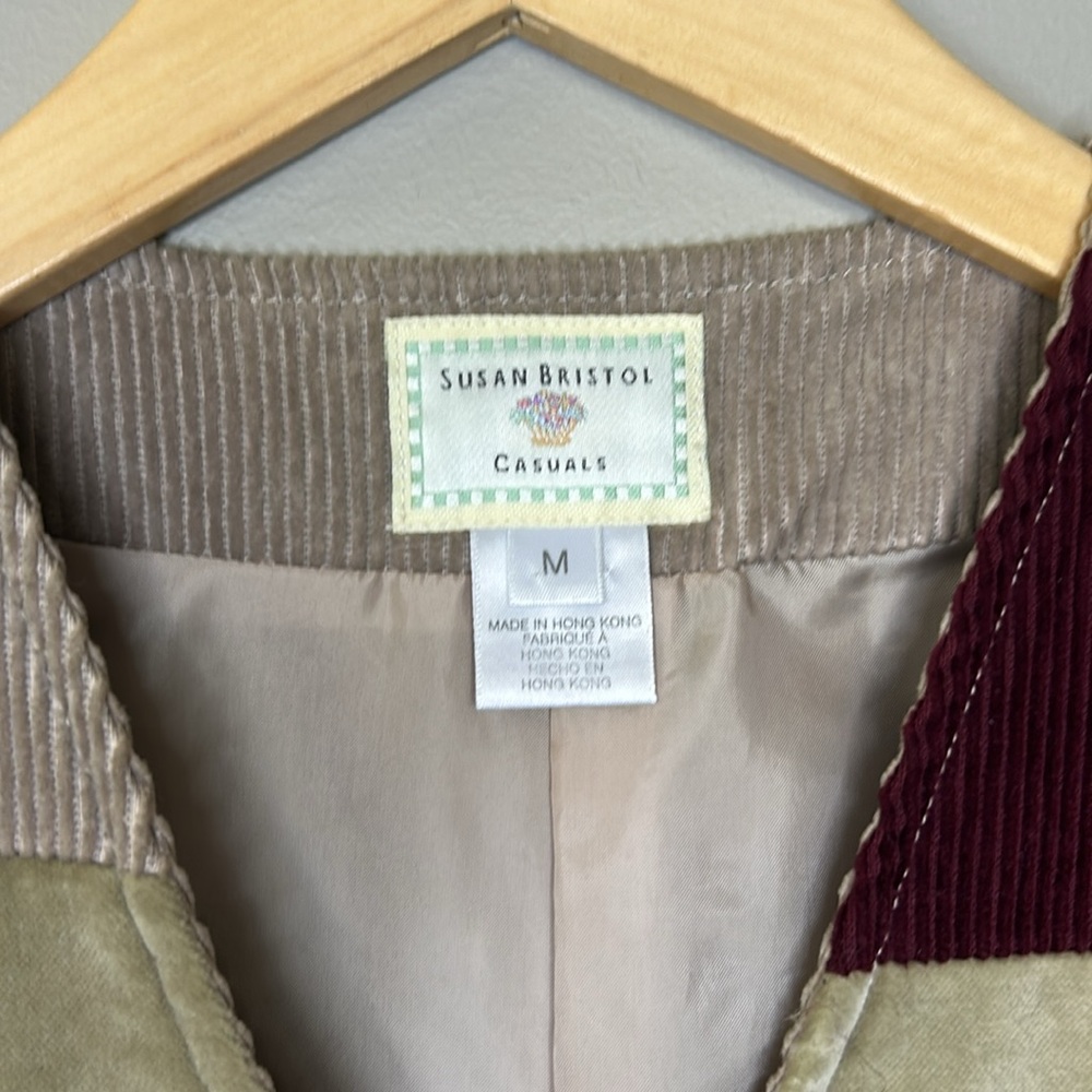Vintage Susan Bristol Casuals Fall Autumn Patchwork Corduroy Velvet Vest Size M‎ - Picture 2 of 6